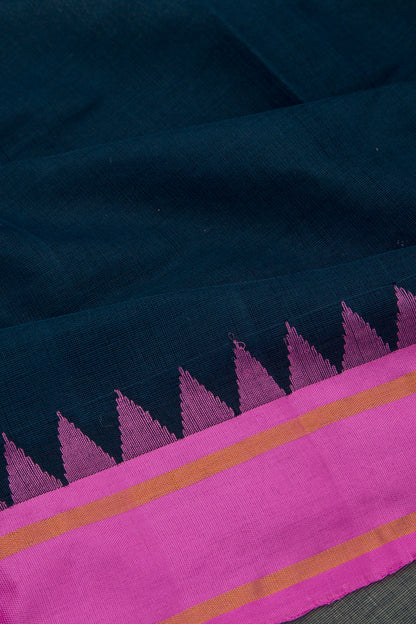 Ponduru Handspun Cotton Jamdani Dark Blue Saree