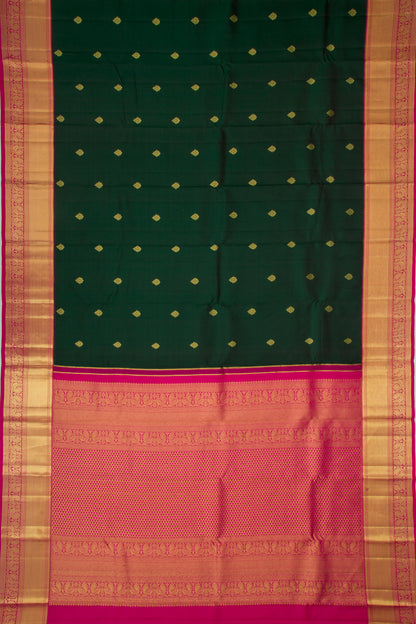 Kanchipuram Silk Butta Bottle Green Saree