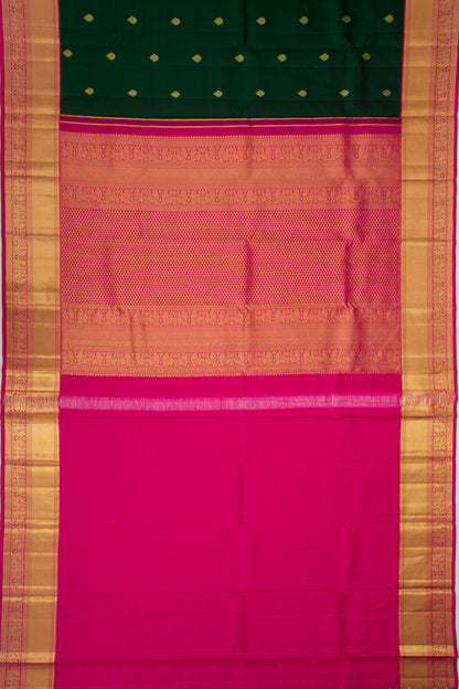 Kanchipuram Silk Butta Bottle Green Saree