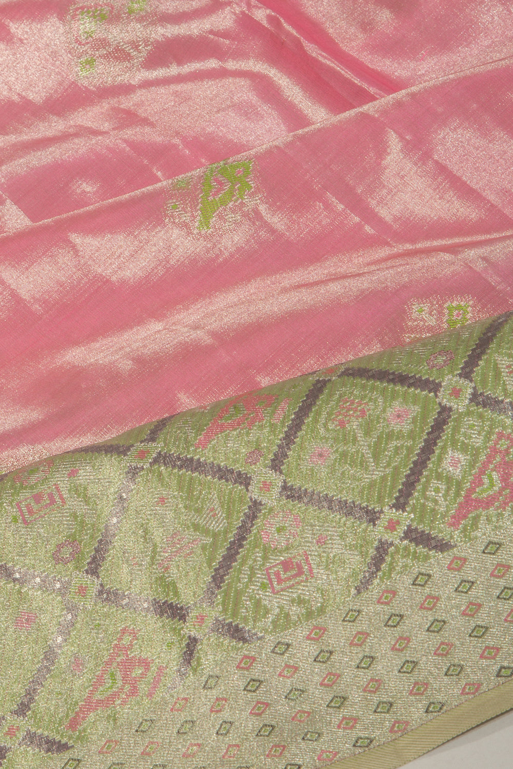 Kanchipuram Silk Tissue Butta Pink Saree