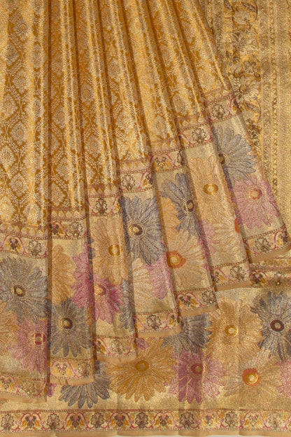 Kanchipuram Silk Tissue Brocade Gold Saree