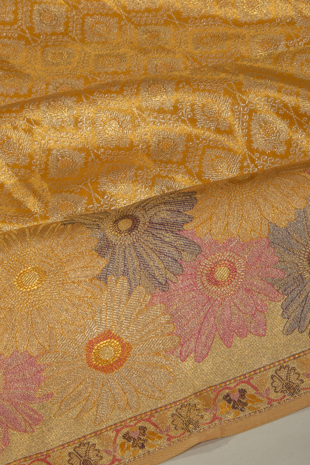 Kanchipuram Silk Tissue Brocade Gold Saree