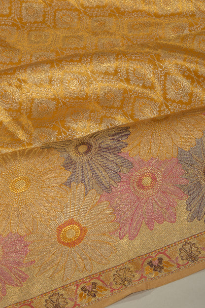 Kanchipuram Silk Tissue Brocade Gold Saree