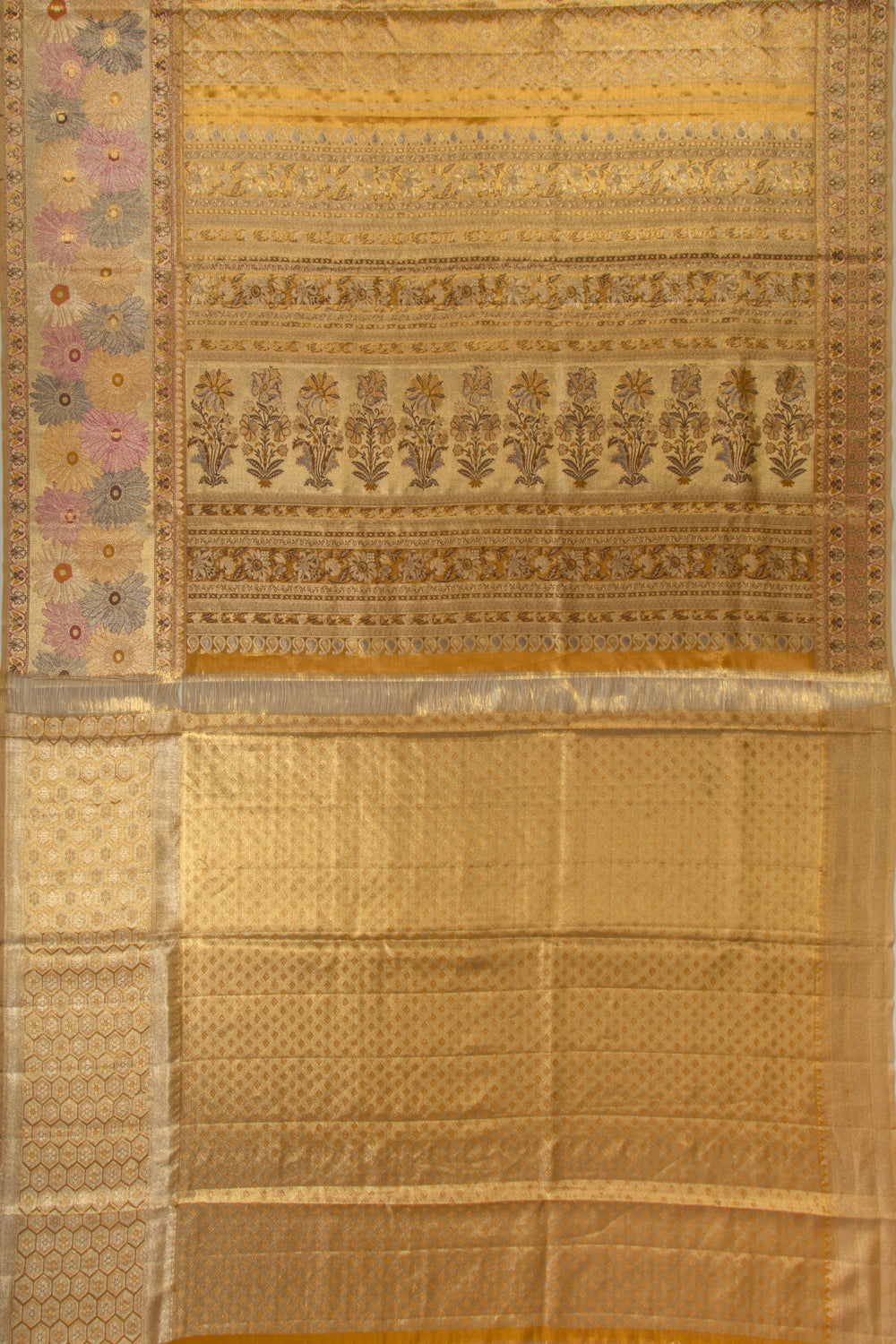 Kanchipuram Silk Tissue Brocade Gold Saree