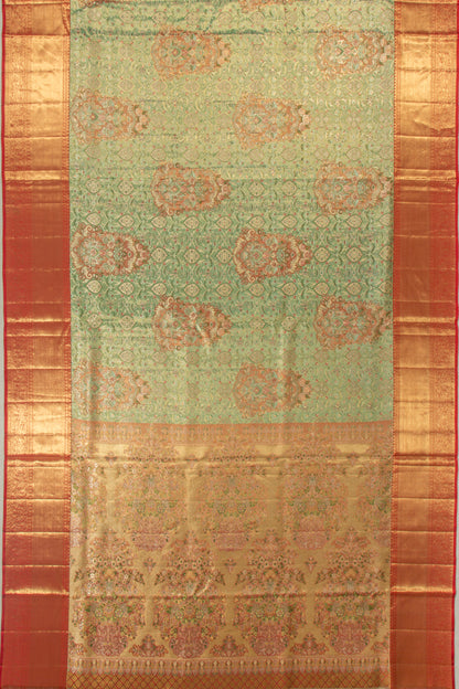 Kanchipuram Silk Tissue Brocade Pastel Green Saree
