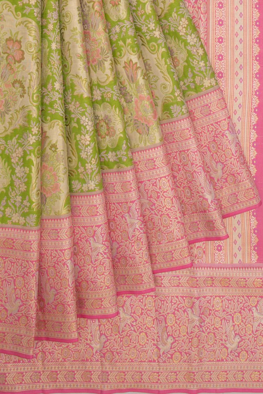 Kanchipuram Silk Tissue Brocade Green Saree