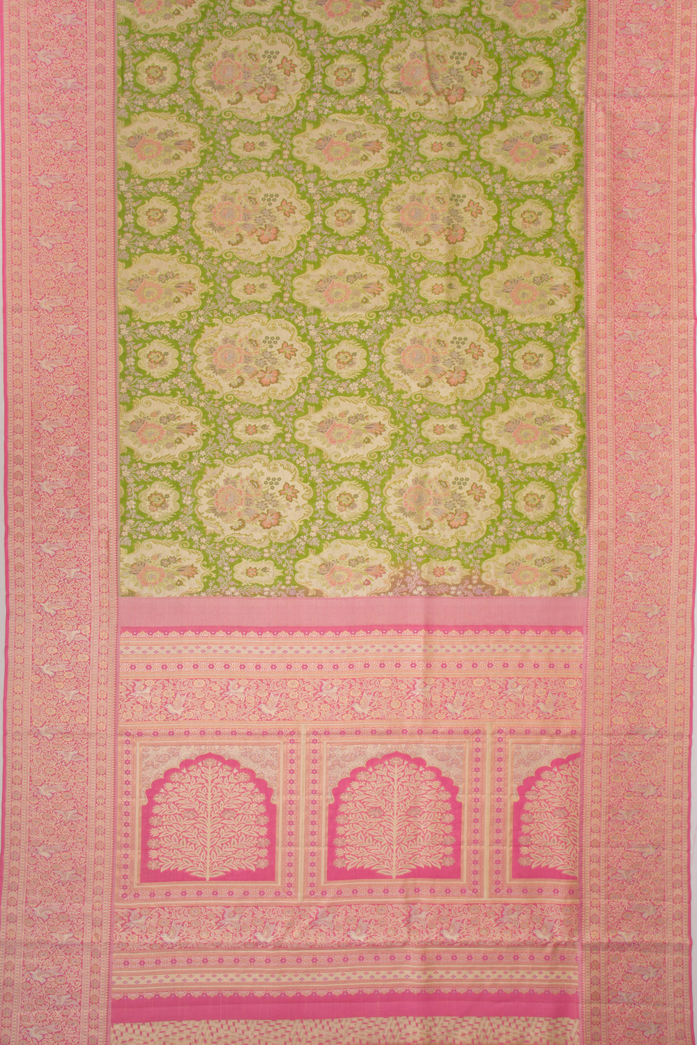 Kanchipuram Silk Tissue Brocade Green Saree