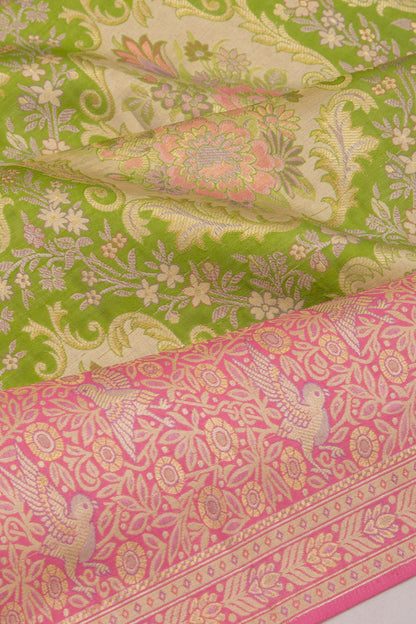 Kanchipuram Silk Tissue Brocade Green Saree