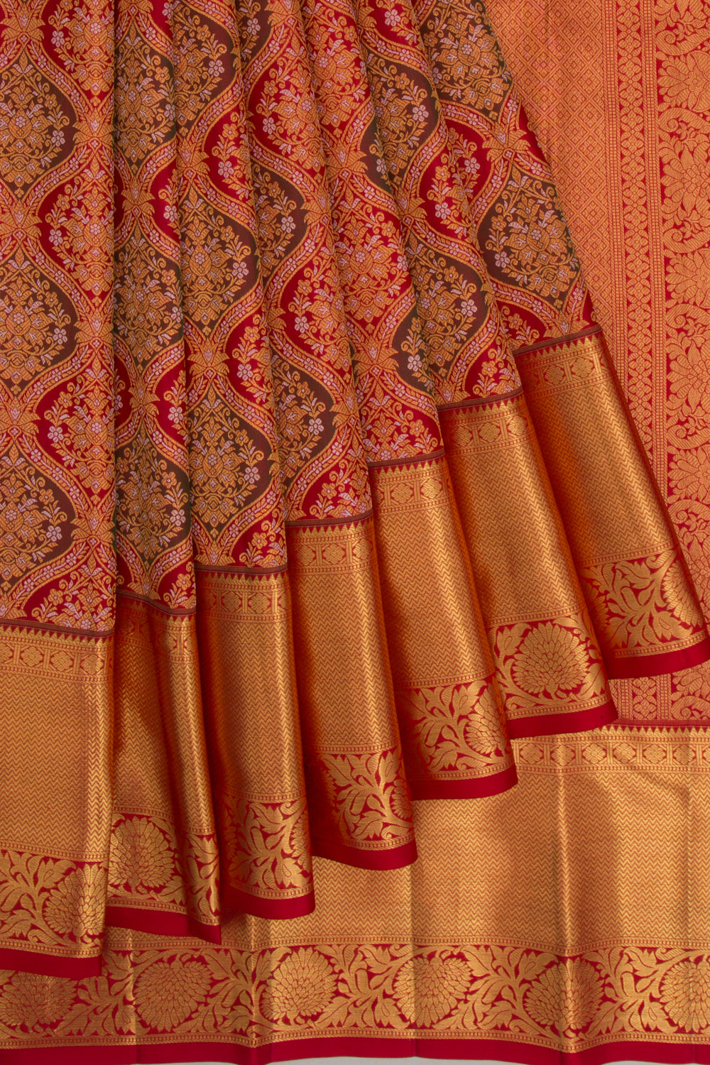 Kanchipuram Silk Brocade Red Saree