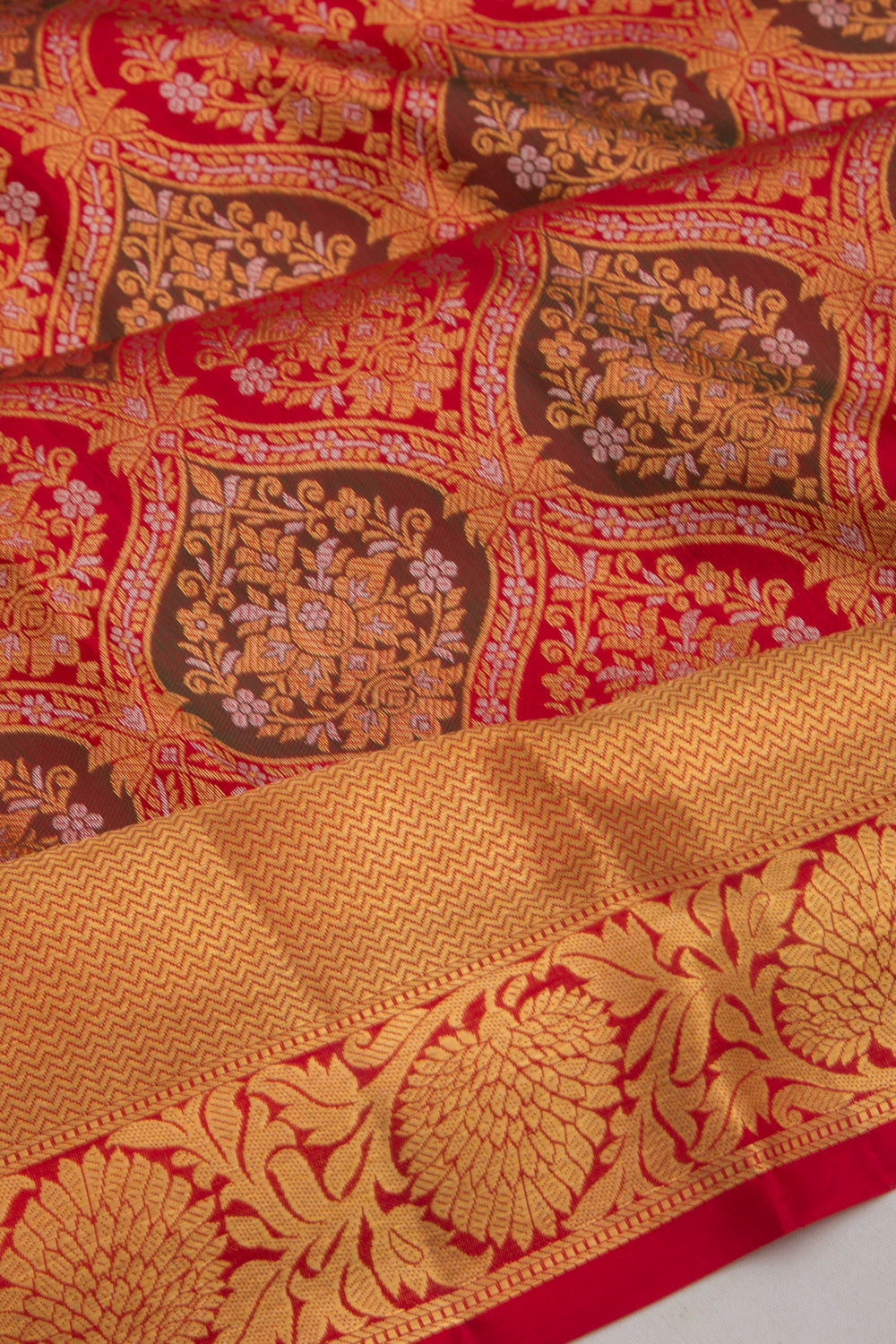 Kanchipuram Silk Brocade Red Saree