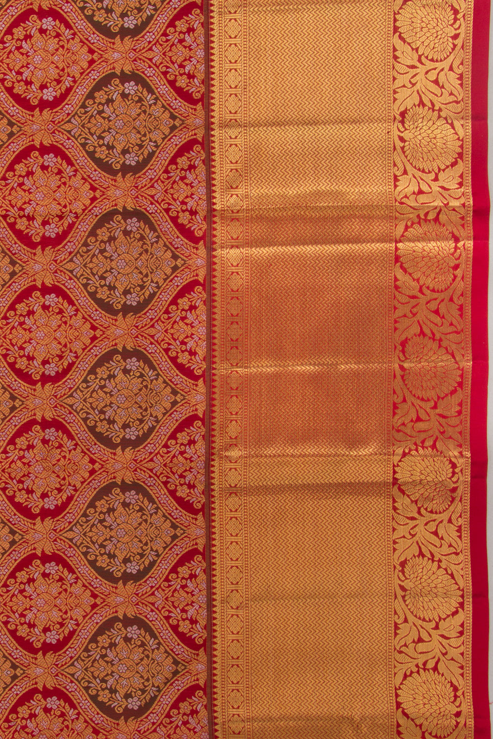 Kanchipuram Silk Brocade Red Saree