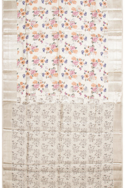 Chiniya Silk Printed And Butta Cream Saree