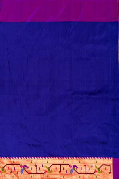Paithani Silk Butta Royal Blue Saree With Akruthi Border