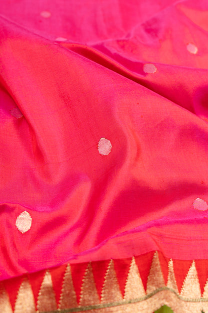 Paithani Silk Butta Pink Saree With Morachi Border
