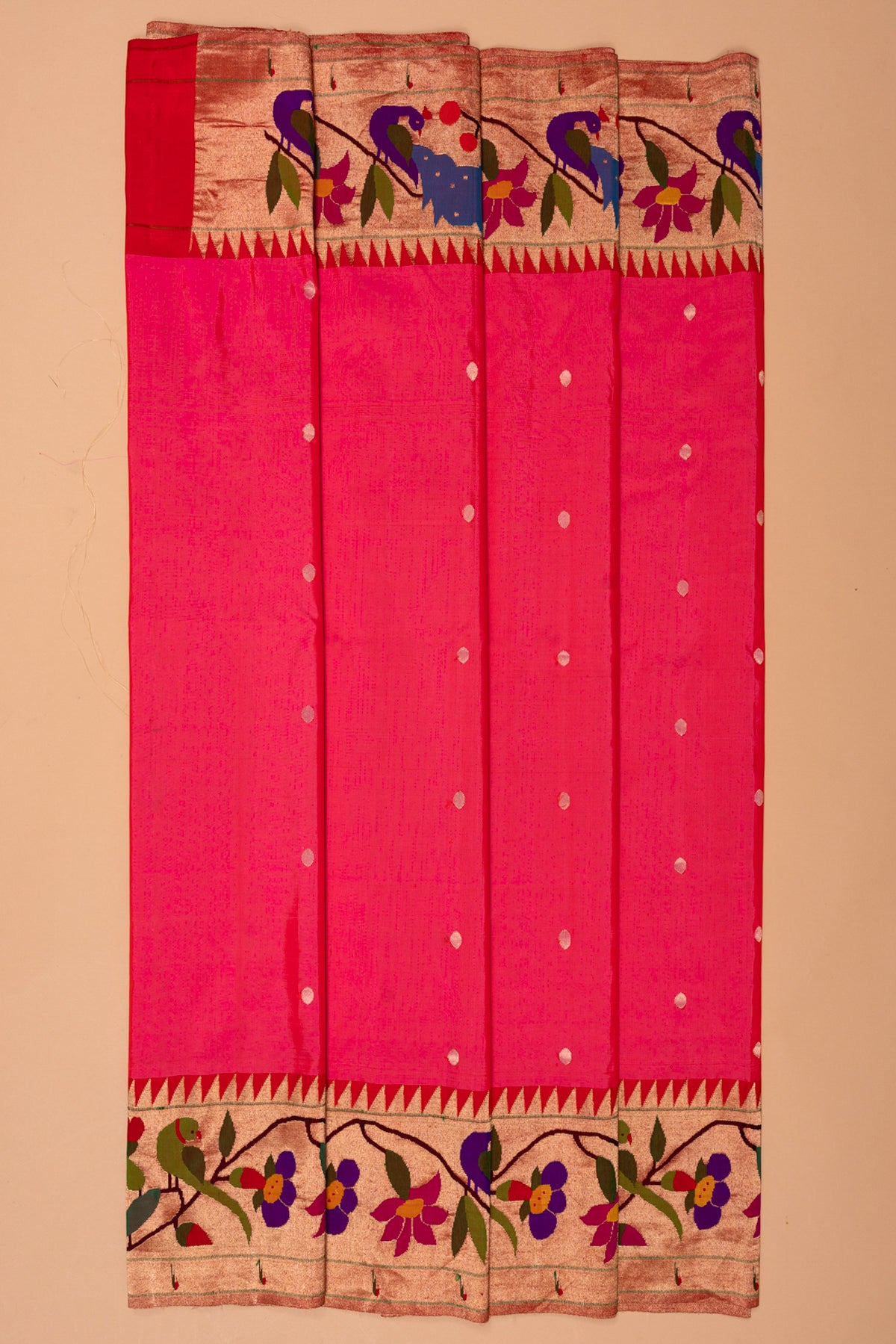 Paithani Silk Butta Pink Saree With Morachi Border