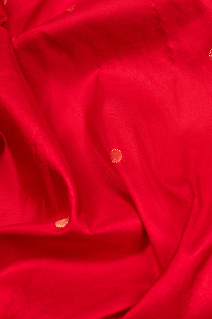 Paithani Silk Butta Red Saree WIth Big Morachi Border
