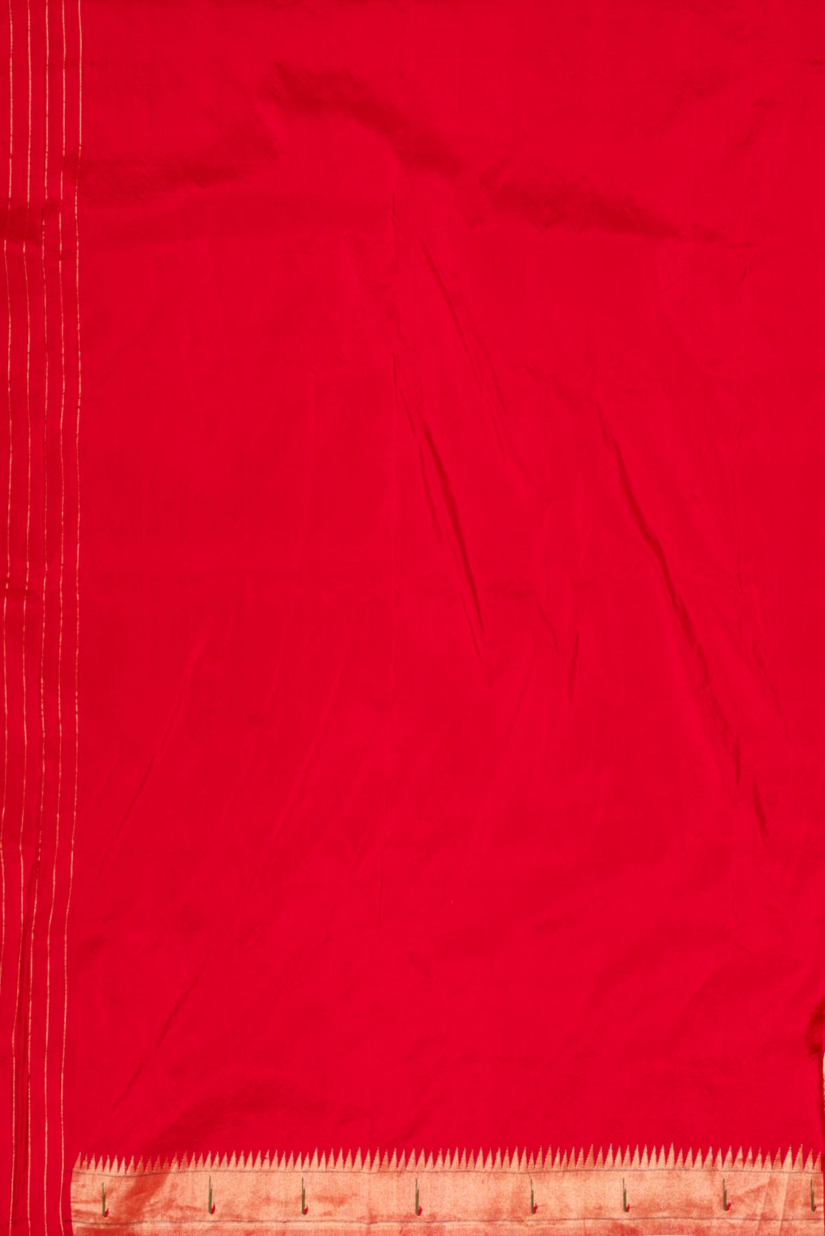 Paithani Silk Butta Red Saree WIth Big Morachi Border