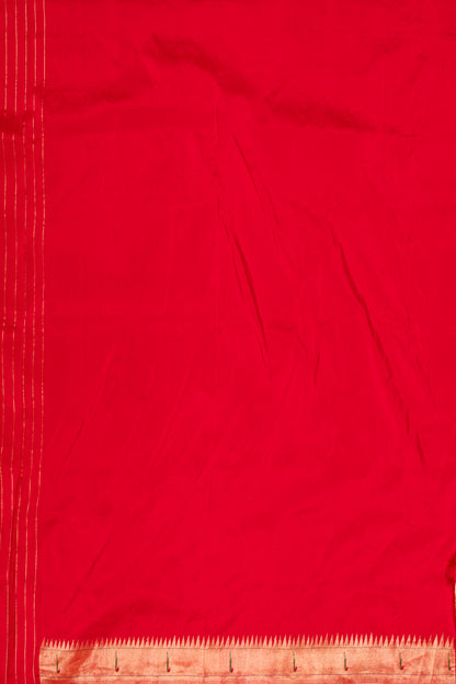 Paithani Silk Butta Red Saree WIth Big Morachi Border