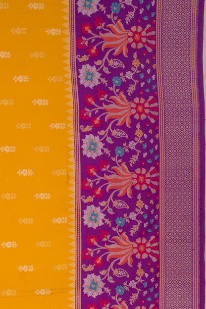Banarasi Silk Butta Mustard Yellow Saree