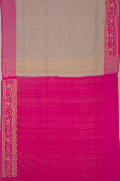 Banarasi Kora Organza Checks And Butta Grey Saree