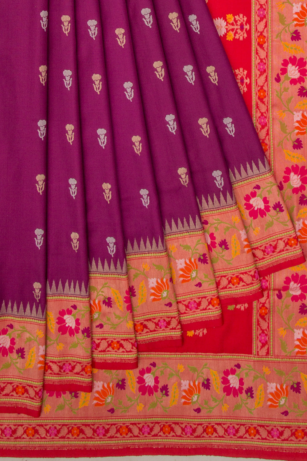 Banarasi Silk Butta Purple Saree