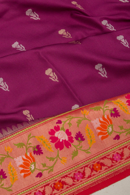 Banarasi Silk Butta Purple Saree