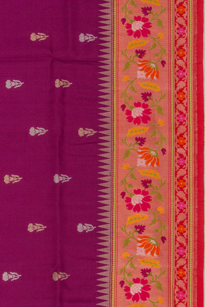Banarasi Silk Butta Purple Saree