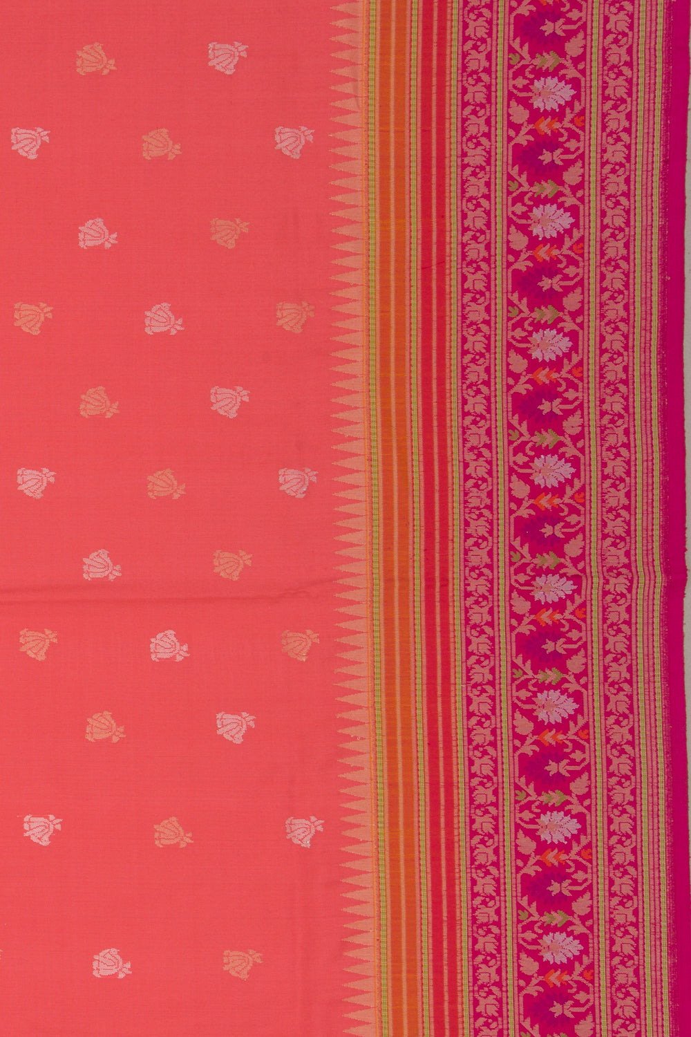 Banarasi Silk Butta Peach Saree