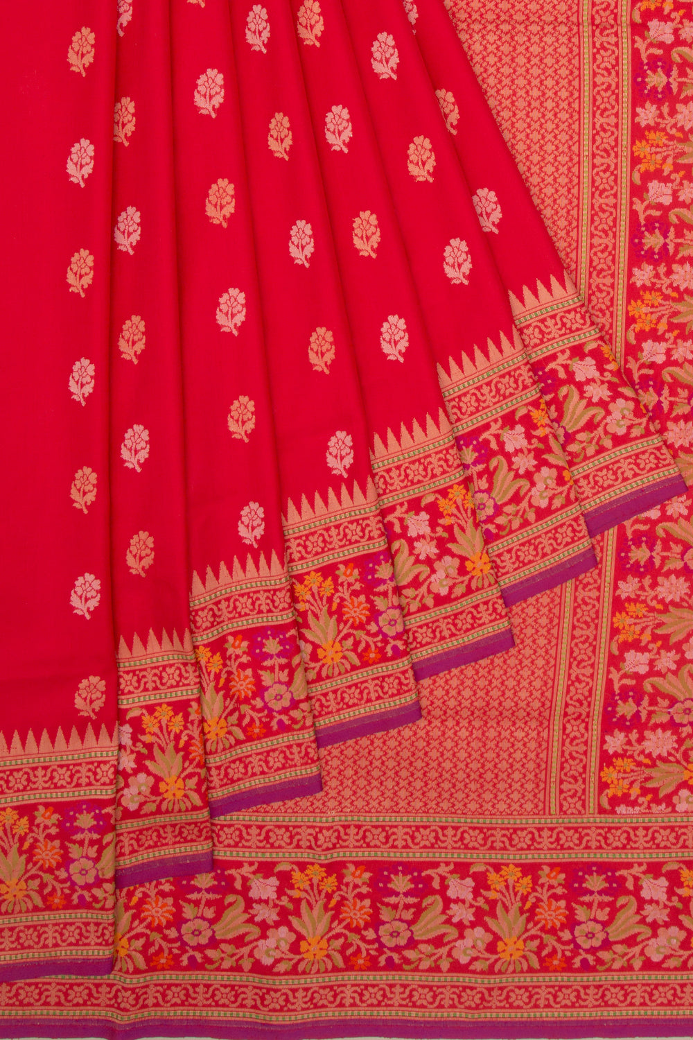 Banarasi Silk Butta Red Saree