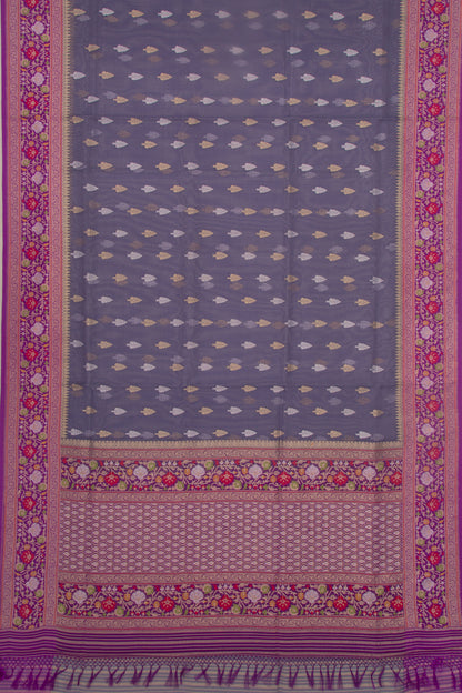 Banarasi Kora Organza Butta Grey Saree