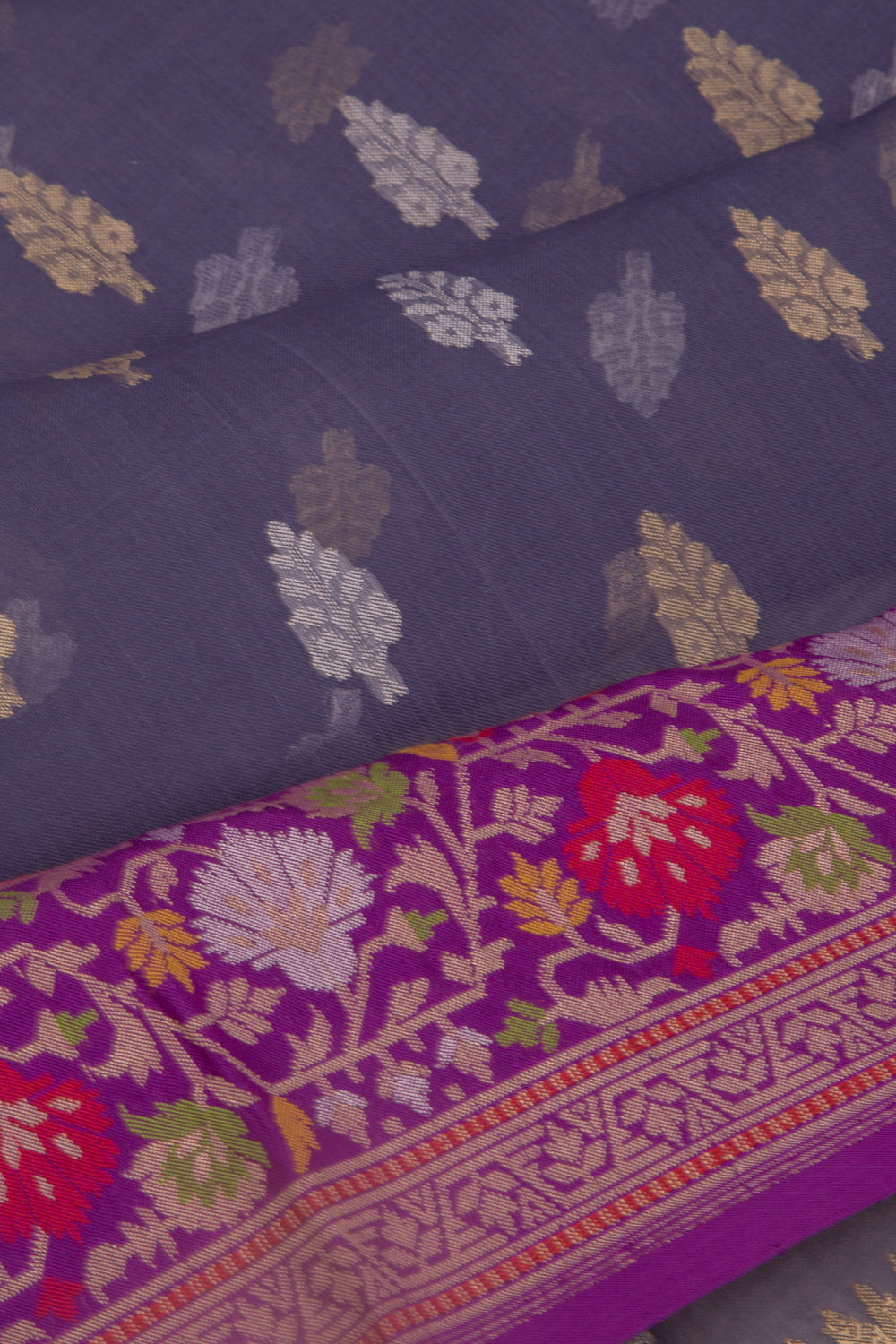 Banarasi Kora Organza Butta Grey Saree