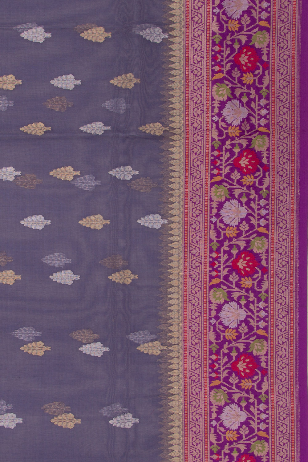 Banarasi Kora Organza Butta Grey Saree
