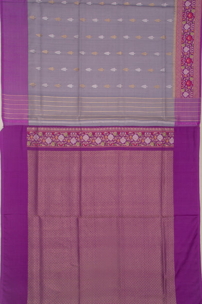 Banarasi Kora Organza Butta Grey Saree