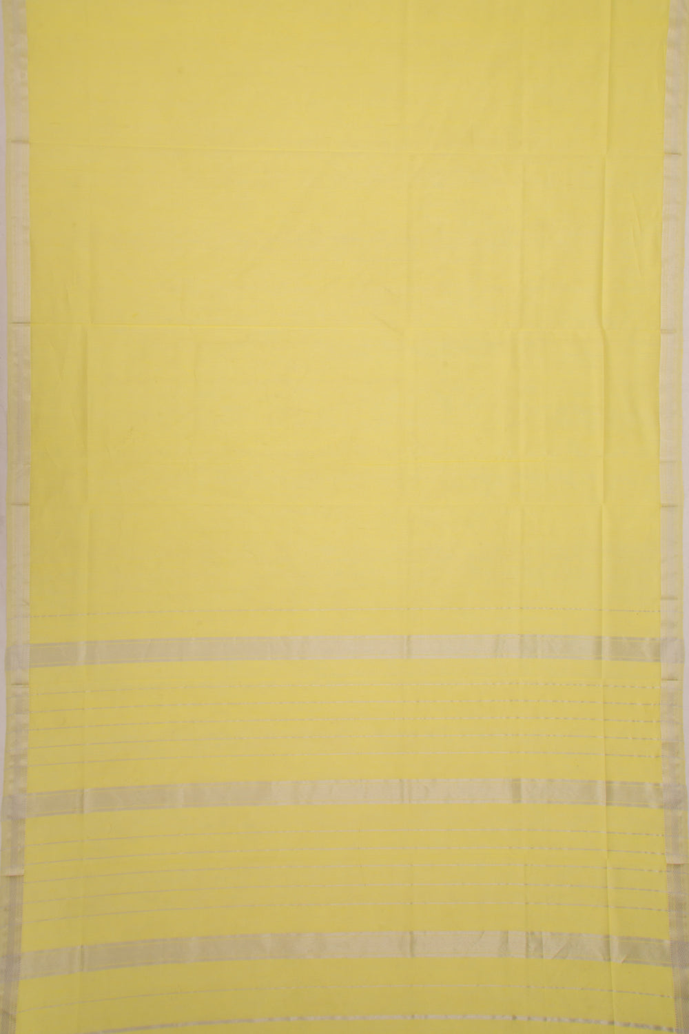 Maheswari Cotton Plain Lemon Yellow Saree
