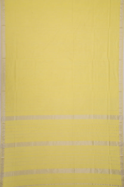 Maheswari Cotton Plain Lemon Yellow Saree