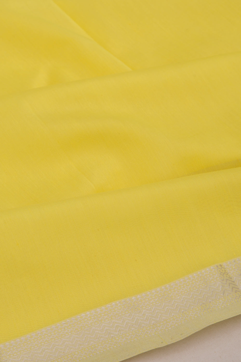 Maheswari Cotton Plain Lemon Yellow Saree