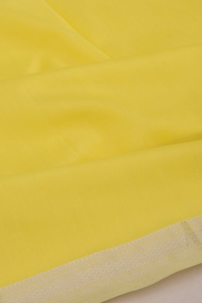 Maheswari Cotton Plain Lemon Yellow Saree