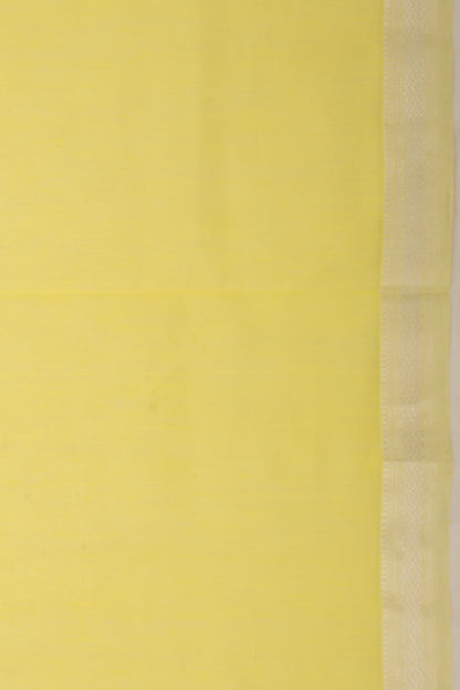 Maheswari Cotton Plain Lemon Yellow Saree