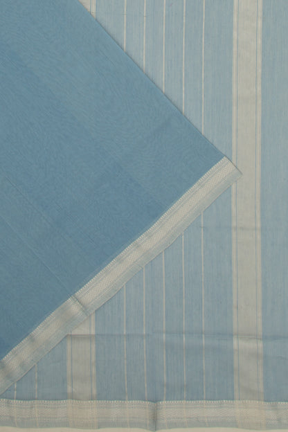 Maheswari Cotton Plain Pastel Blue Saree