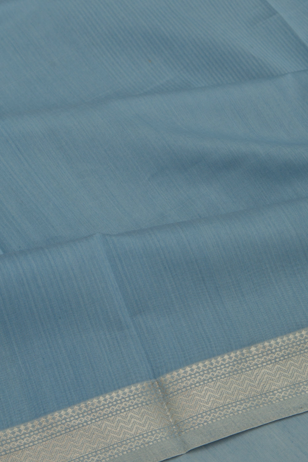 Maheswari Cotton Plain Pastel Blue Saree