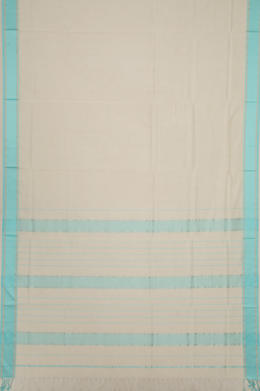Maheswari Cotton Plain Cream Saree