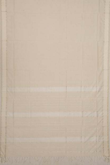 Maheswari Cotton Plain Cream Saree