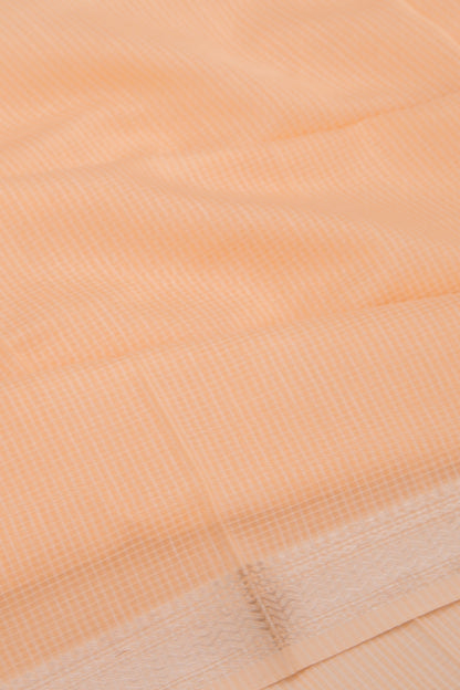 Maheswari Cotton Checks Peach Saree