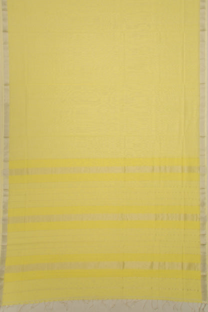 Maheswari Cotton Checks Lemon Yellow Saree