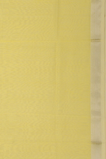 Maheswari Cotton Checks Lemon Yellow Saree