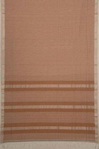 Maheswari Cotton Plain Brown Saree