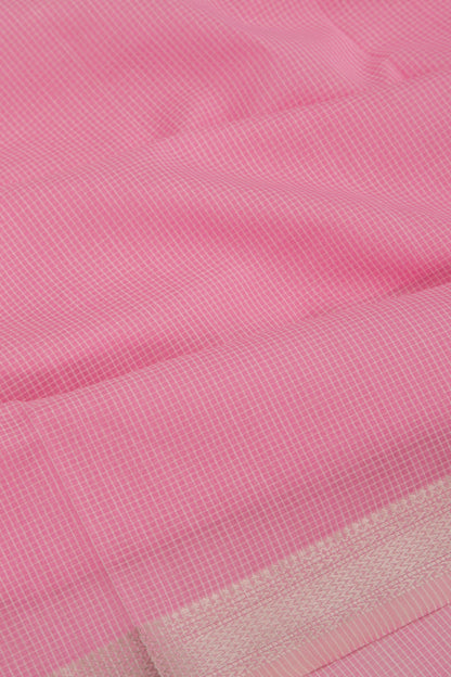 Maheswari Cotton Checks Pastel Pink Saree