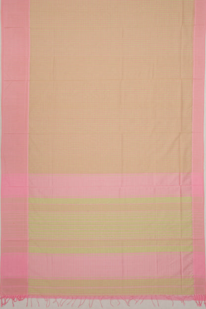 Maheswari Cotton Checks Pink Saree