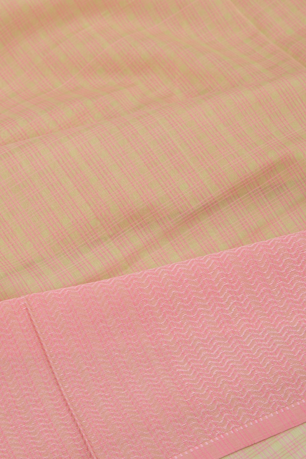 Maheswari Cotton Checks Pink Saree