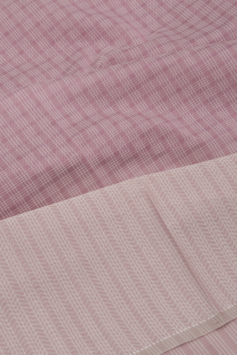 Maheswari Cotton Checks Lavender Saree